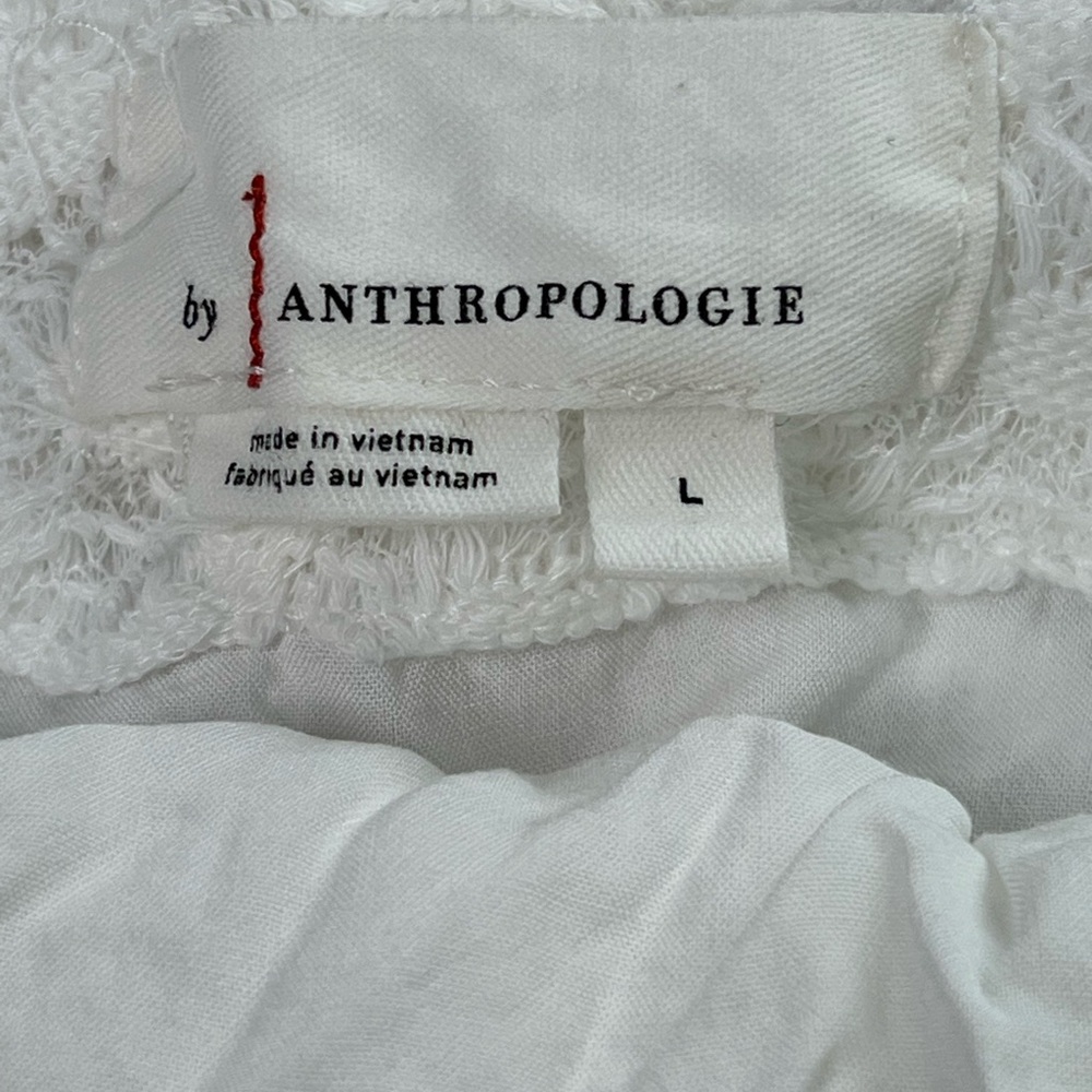 Anthropologie White Crochet Ruffled Midi Dress Women’s Large - Picture 6 of 13